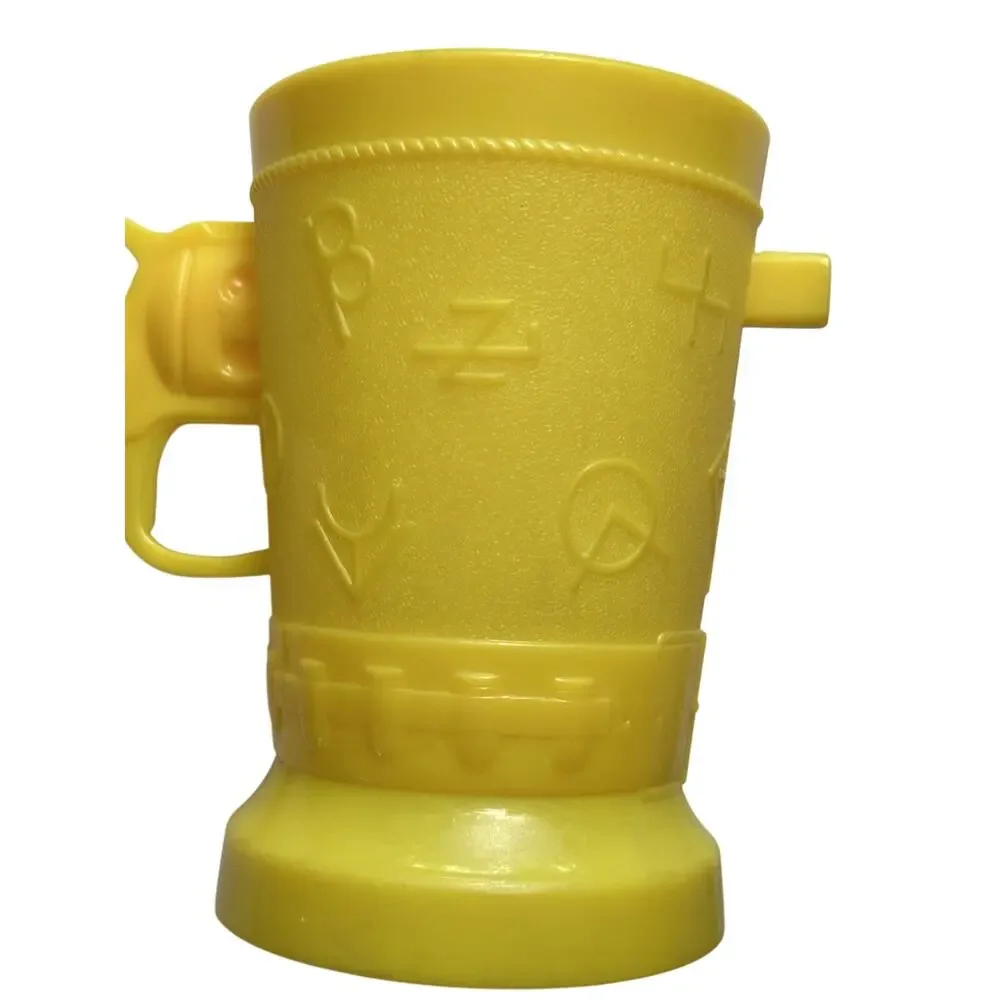 Pair Vtg Boot Cowboy Western Cups Yellow Blue Plastic EZ POR Corp Read Info